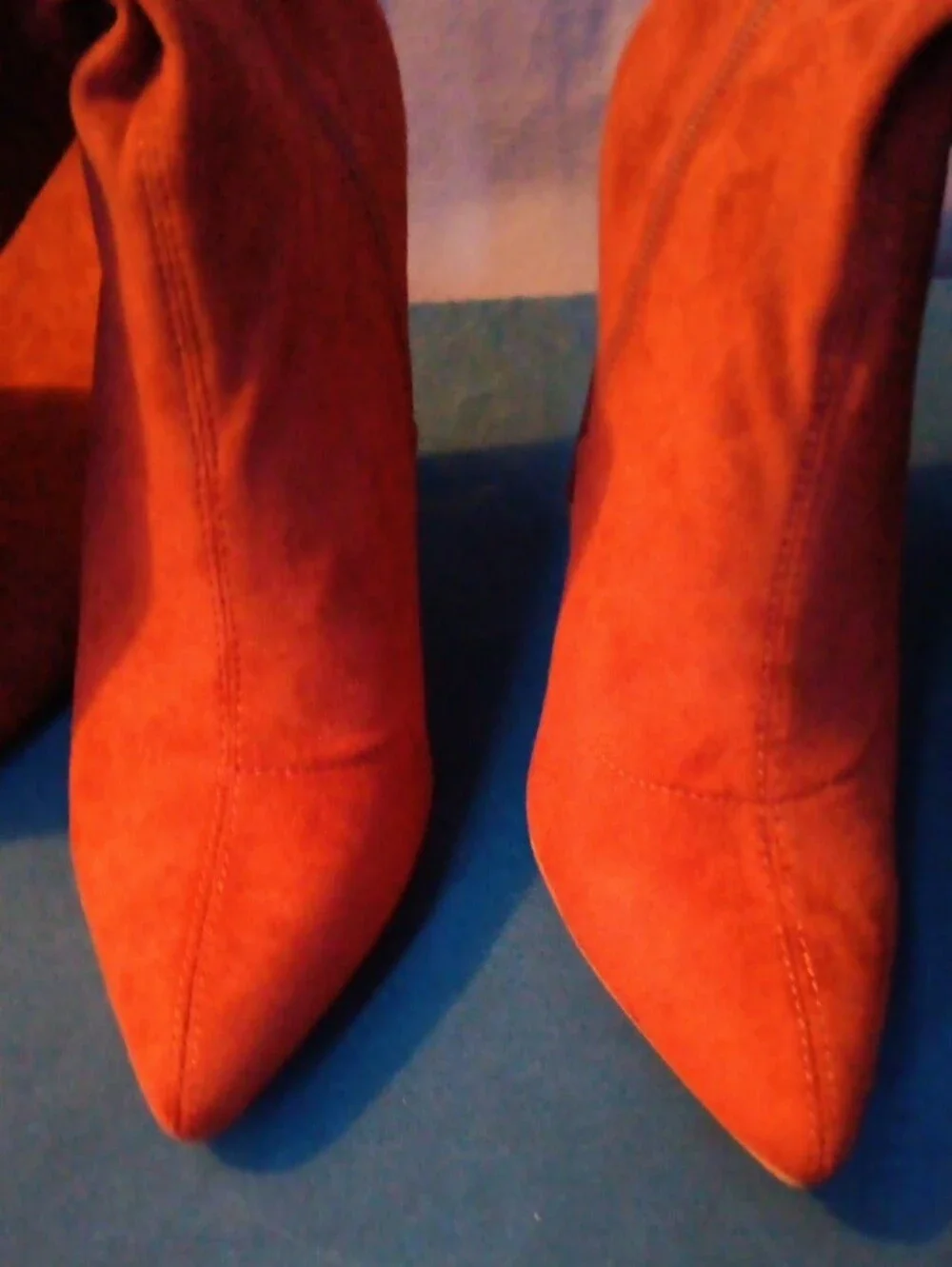 Over-the-Knee Suede High-Heel Boots in Rust